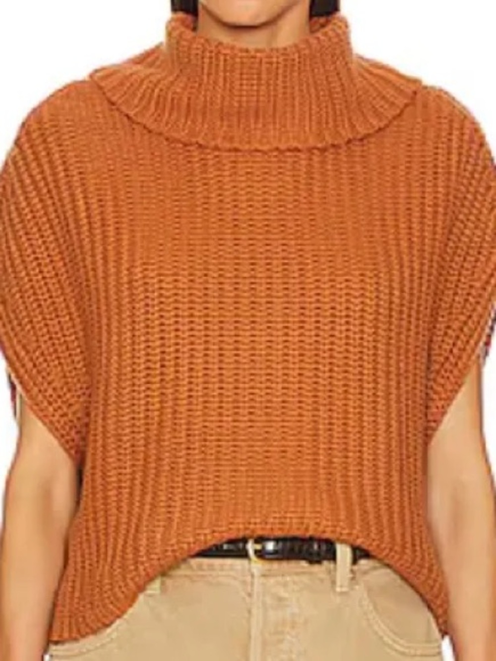 525 Sweater Vest chunky knit turtleneck rust brown Sz small cotton NWT oversized
